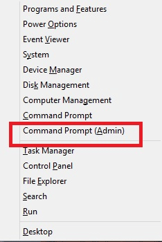 Windows 8 Quick Access Menu, Command Prompt (Admin)